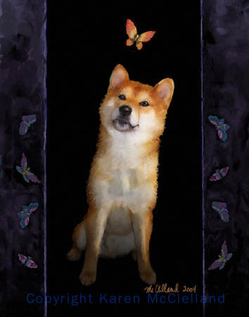 Japanese Butterflies Shiba Inu dog print